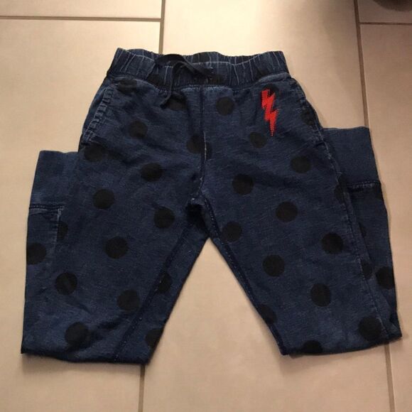 (5/$25) Gap Kids ED Navy & black polka dot joggers - Picture 1 of 4